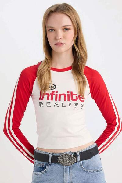 DeFacto Figurbetontes, eng anliegendes, langärmliges T-Shirt mit Rundhalsauss...