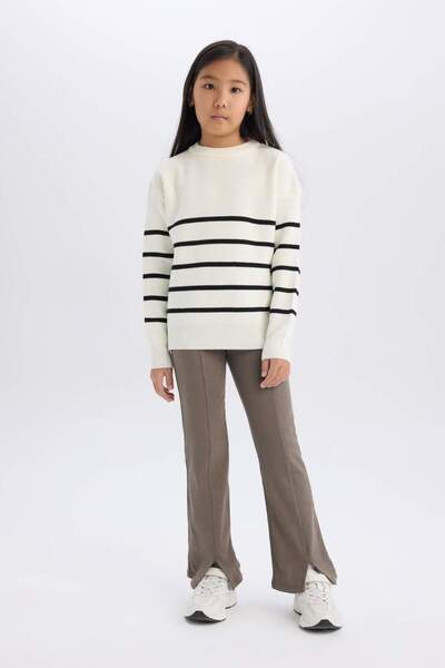 DeFacto Kız Çocuk İspanyol Paça Yırtmaçlı Standart Boy Fitilli Kaşkorse Tayt ...