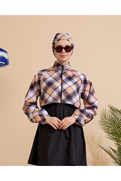 GAVLİA Women's Hijab Swimsuit 4-Piece Set Full Coverage Zippered..