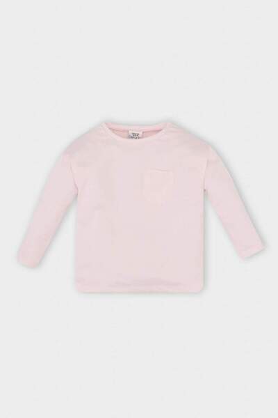 DeFacto Bisiklet Yaka Uzun Kollu Basic Düz Tişört Kız Bebek D0741A524AU
