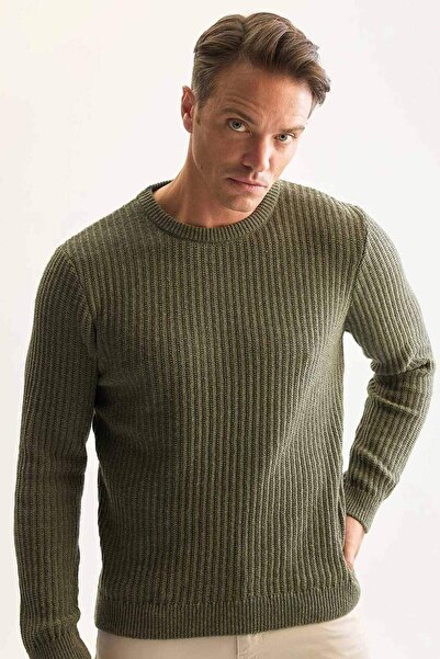 DeFacto Pulover de tricotaj texturat cu decolteu standard E0811AXNS