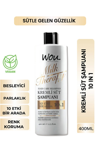WOU World of Unique Milk Therapy Şampuan 400 ML- Süt Proteinli, Kremli, Besle...
