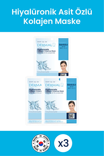 Dermal Hyaluronate Kolajen Özlü Cilt Bakım Maskesi 23 gr 3 Adet