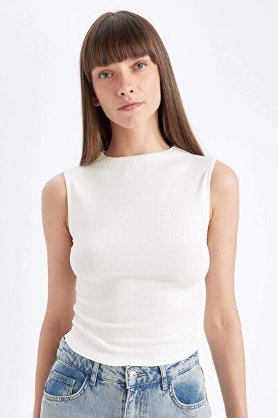 DeFacto slim fit Jumătate cu guler țesut Ribana Basic Solid Tank Top 3163974