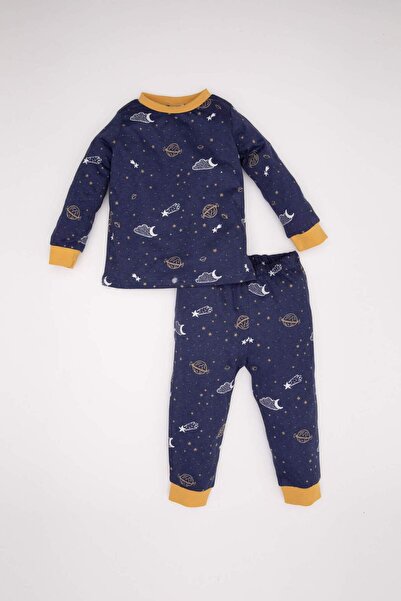 DeFacto Baby Boy Pajamas Set Star Pattern Combed Cotton Long Sleeve Top with ...