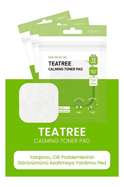 Dermal Çay Ağacı Yatıştırıcı Siyah Nokta Azaltıcı Sebum Kontrol Tonik Pedi 12...
