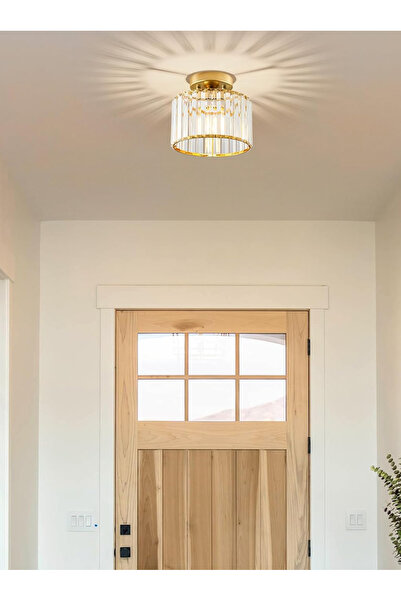 Leon Lifestyle Modern Crystal Ceiling Light – Elegant Flush Mount Gold Chande...