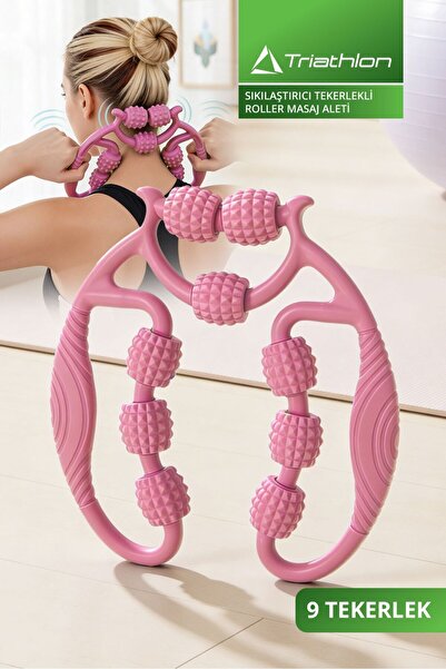 Triathlon T-240 Sıkılaştırıcı Tekerlekli Roller Masaj Aleti / 9 Tekerlek / Ay...