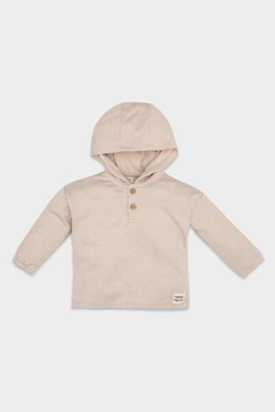 DeFacto Baby Boy Hooded Label Printed Buttoned Sweatshirt D8286A524Wn