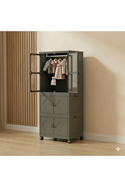 HOMEFECT ÇOK AMAÇLI PORTATİF PLASTİK GARDIROP ANTRESİT