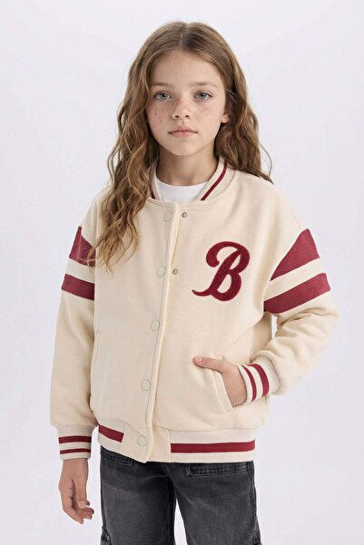 DeFacto Baskılı Kolej Yaka Çıtçıtlı Çift Cepli Mevsimlik İçi Yumuşak Tüylü Bo...