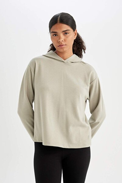 DeFacto Standart Fit Kapüşonlu Skuba Dalgıç Kumaş Sporcu Basıc Sweatshirt A5626AX24AU