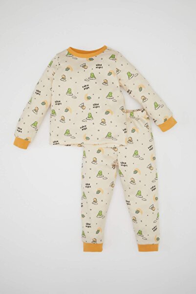 DeFacto Baby Boy Pajama Set Dinosaur Printed Long Sleeve Top Long Bottom D343...