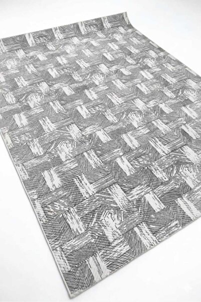 AKSU HALI Aksu Dekoratif Modern Kesme Halı Gri Kaymaz Jel Tabanlı Leke Tutmaz...