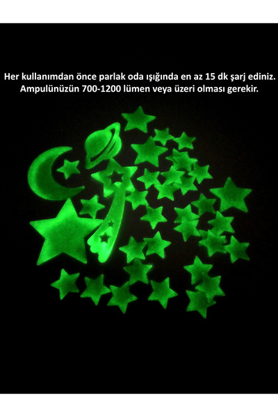 Giraffe Sticker Karanlıkta Parlayan Fosforlu Gezegen Ve Yıldızlar 36 Adet Sticker