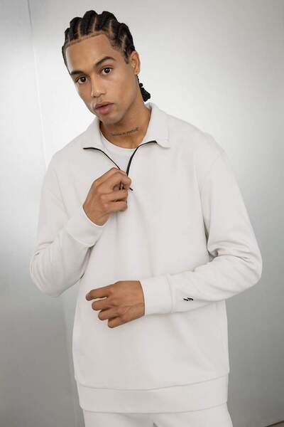 DeFacto Standard Fit guler ridicat cu fermoar Sportsman Swea tricou D2022AX24AU