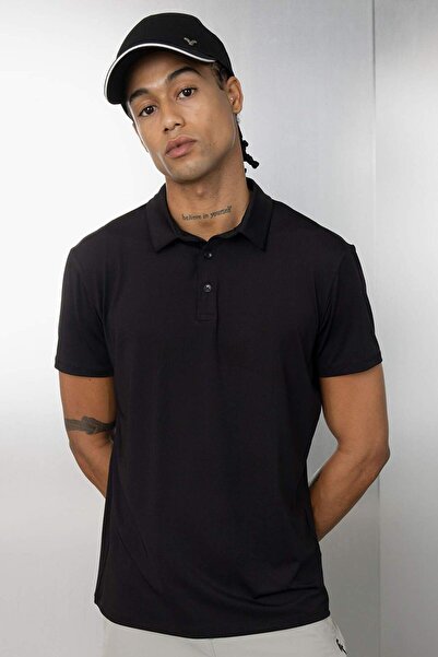 DeFacto Fit Black Standard Fit Basic Plain Short Sleeve Polo T-Shirt C9267Ax24Au