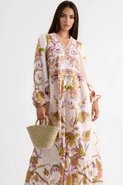 Hiccup Rochie maxi cu imprimeu și decolteu în V, cu curea MSN