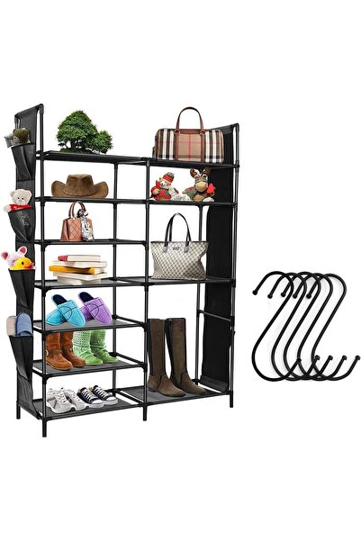 Arabest 7-Tier Shoe Rack, Large Capacity Storage Organizer with Side Pockets ...