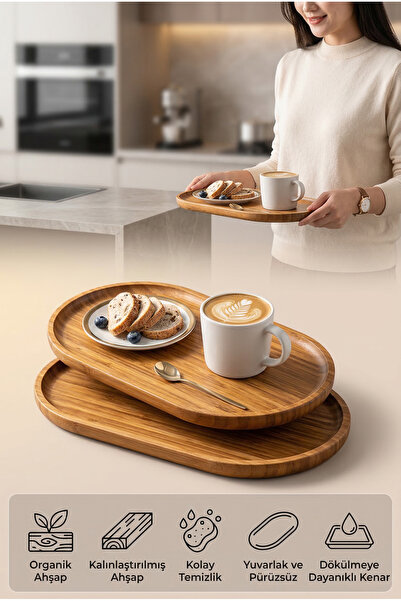 MUJGAN Oval Bambu Sunum Tabağı 1 Adet