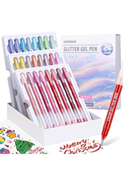 Saharaz 24 Color Glitter Gel Pens Set 1.0mm Fine Tip for Drawing Crafts Scrap...