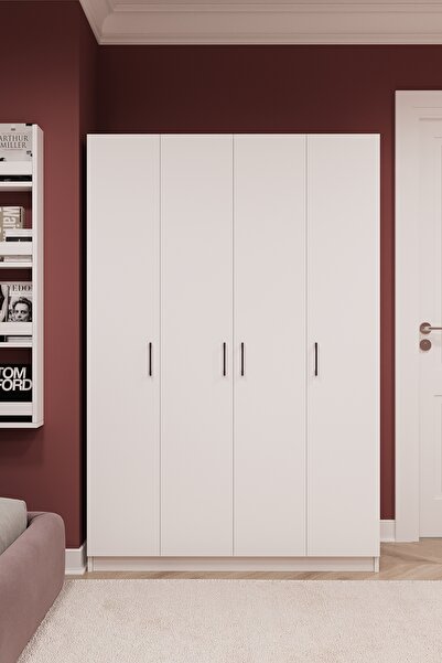 asratrend Lüks 4 Kapaklı Gardırop %100 MDF Askılı Çok Amaçlı Düzenleyici Elbi...
