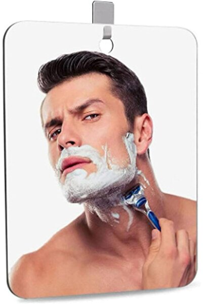 Arabest مرآة استحمام أكريليك مقاومة للكسر مع خطاف، مرآة حمام كبيرة غير قابلة ...