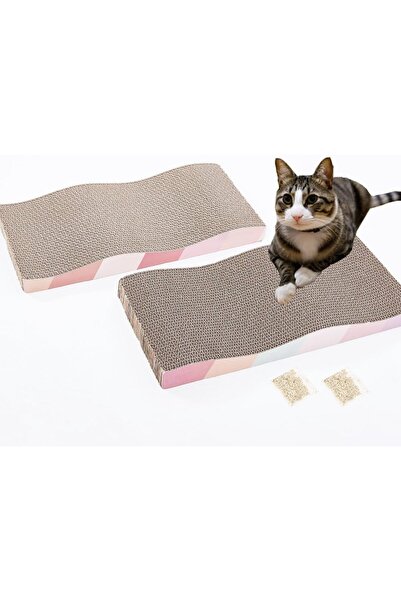 Arabest 2-Piece Cat Scratching Boards, Reversible Corrugated Cardboard Scratc...