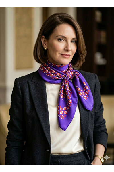 POZİTİF MRK مجموعة التوازن وشاح أرجواني أزرق بنمط هندسي عثماني