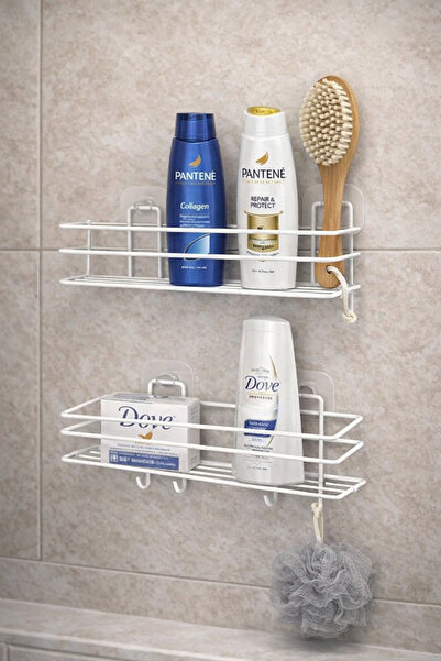 TncPatiShop Raft adeziv pentru baie și bucătărie cu 4 cârlige, 2 bucăți, orga...