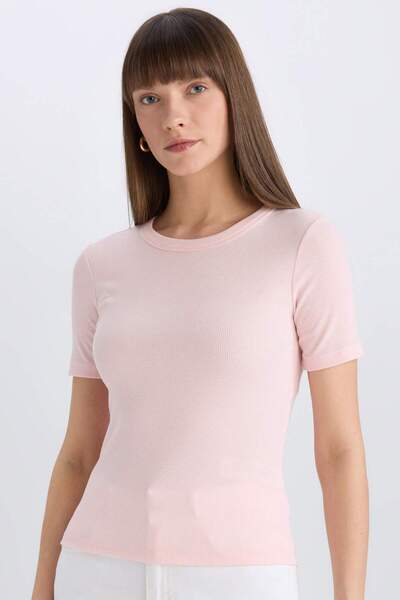 DeFacto Slim Fit Rundhalsausschnitt Cord Camisole Kurzarm T-Shirt C0097ax24sm