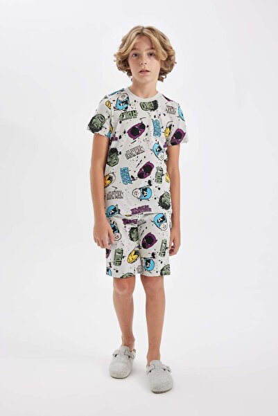 DeFacto Set pijamale Marvel Comics pentru băieți, cu mâneci scurte, pantaloni...