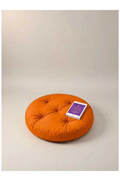 Gullfoss Turuncu Yuvarlak Mini Yer Minder Yer Puf 60x60 Cm