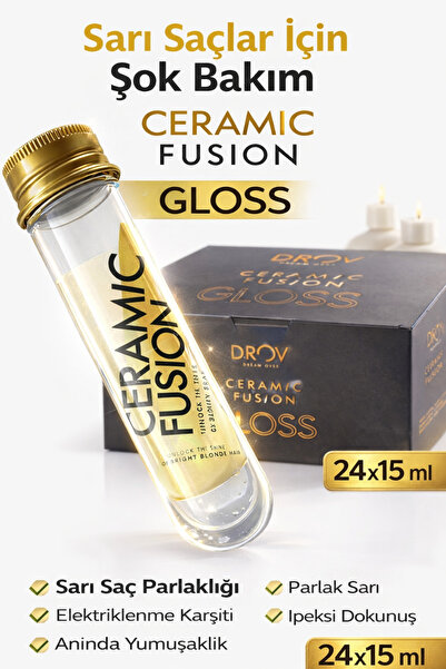 DROV KOZMETİK CERAMİC FUSİON 24X15ML GLOSS SARI VE YIPRANMIŞ SAÇLAR HAFTALIK ...
