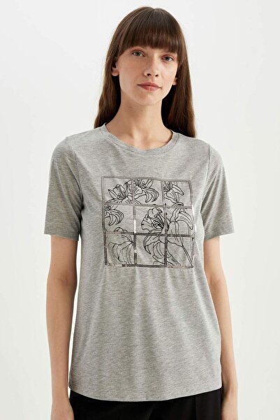 DeFacto Crew Neck Printed Regular Fit Short Sleeve T-Shirt D4651AX24HS