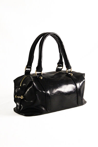 Valora Parlak Siyah Model Kadın El ve Kol Çantası