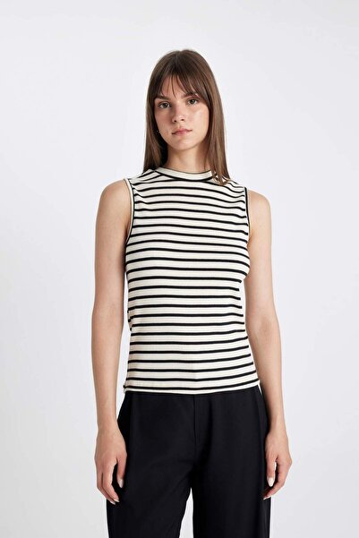 DeFacto Crew Neck Sleeveless Cotton Striped Body/Atlet D4040Axns