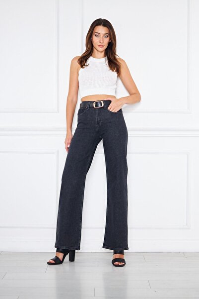 cracpot Siyah Wide Leg Az Likralı Pantolon