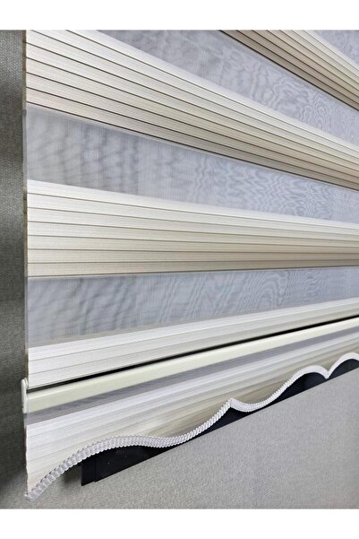 BBB Geniş Pliseli Renk Geçişli Zebra Stor Perde Krem-Sütlü Kahve MZ293