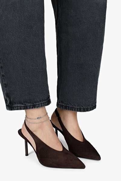 Shoeberry حذاء نسائي من نوع فيترا بني اللون من جلد الغزال بكعب ستيليتو