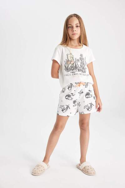 DeFacto Disney Winnie The Pooh pidžama za devojčice - kratki rukavi i šortsev...