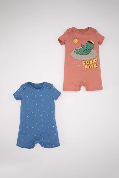 DeFacto بذلة للأطفال حديثي الولادة من القطن الممشط بأكمام قصيرة مكونة من قطعت...