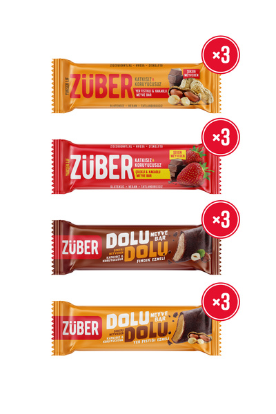 Züber فايف بار دريم X 12 قطعة (فايف بار بالبندق والفول السوداني 30 جرام، بالف...