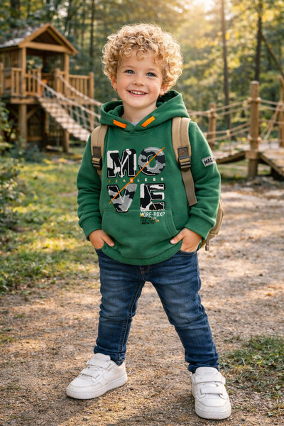 NANİCA Green Boy's Hooded Sweatshirt 6-16 Years