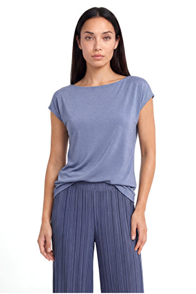 WESTMARK LONDON تي شيرت نسائي بأكمام قصيرة وياقة دائرية من ليلك، مزين بالترتر...