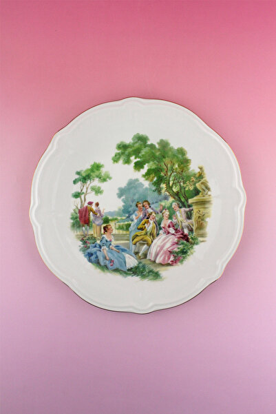 Bursa Porselen Dekor طبق تقديم/لوحة حائط من البورسلين الأخضر المطلي بالذهب من...