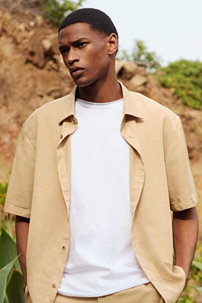 DeFacto Regular Fit Sommer-Tencel-Kurzarmhemd C4313AX24HS