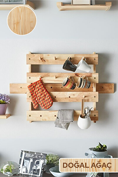 Macco Mobilya Natural Signature by Macco - Duvar Rafı Askılık Masif Kauçuk Ağ...
