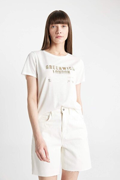 DeFacto Tricou cu mânecă scurtă Regular Fit guler rotund cu imprimeu D2319AX24SM