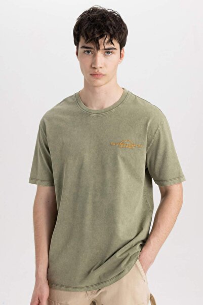 DeFacto Μπλουζάκι με κοντό μανίκι με στάμπα με λαιμόκοψη κανονικής εφαρμογής ...